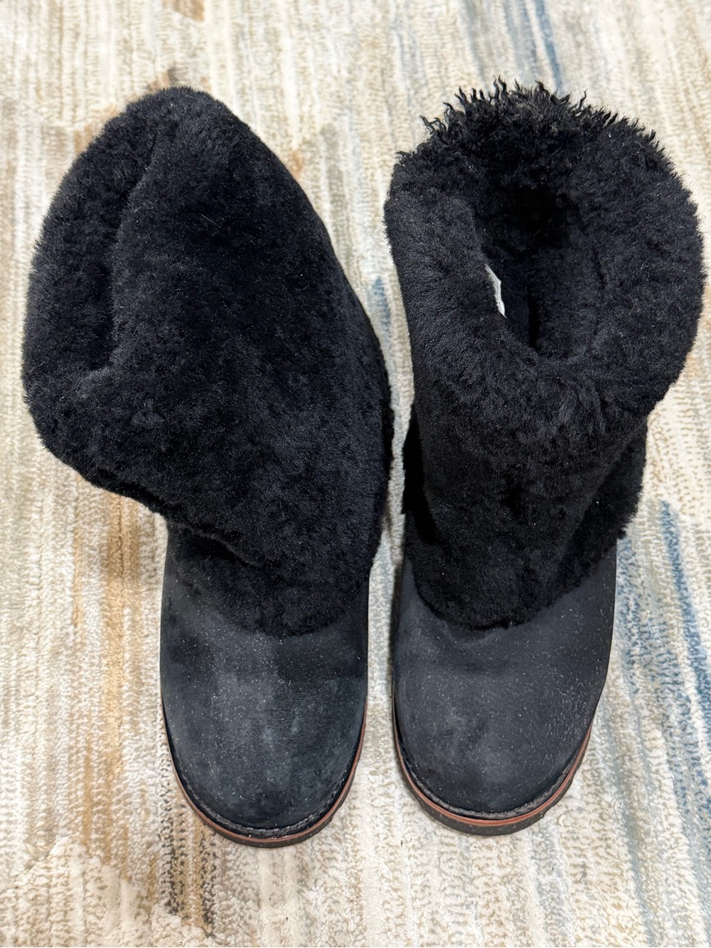 UGG Black Shearling Fold-Over Winter Boots